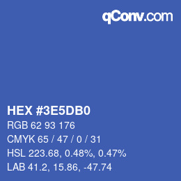 カラーコード: HEX #3E5DB0 | qconv.com