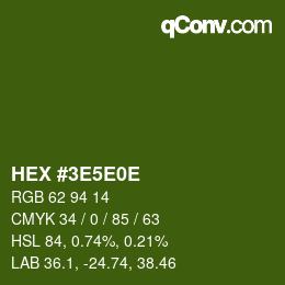 Código de color: HEX #3E5E0E | qconv.com