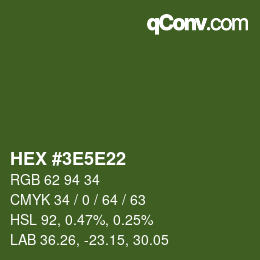 カラーコード: HEX #3E5E22 | qconv.com