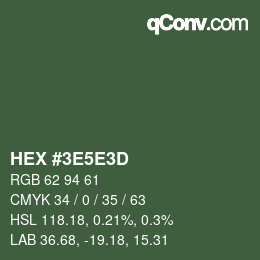 Code couleur: HEX #3E5E3D | qconv.com