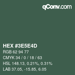 Color code: HEX #3E5E4D | qconv.com