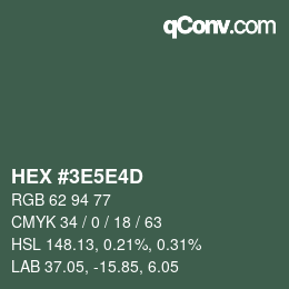 Código de color: HEX #3E5E4D | qconv.com