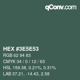Farbcode: HEX #3E5E53 | qconv.com