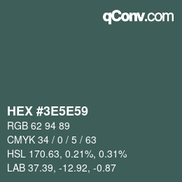 Farbcode: HEX #3E5E59 | qconv.com