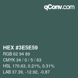 Code couleur: HEX #3E5E59 | qconv.com