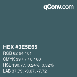 Color code: HEX #3E5E65 | qconv.com