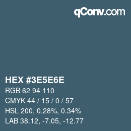 Color code: HEX #3E5E6E | qconv.com