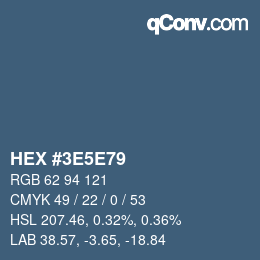 Farbcode: HEX #3E5E79 | qconv.com