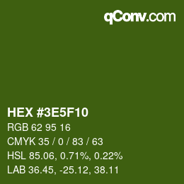 カラーコード: HEX #3E5F10 | qconv.com