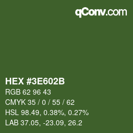 Color code: HEX #3E602B | qconv.com