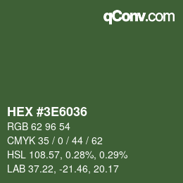 Color code: HEX #3E6036 | qconv.com
