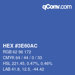 Color code: HEX #3E60AC | qconv.com