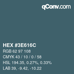 Color code: HEX #3E616C | qconv.com
