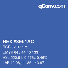 Color code: HEX #3E61AC | qconv.com
