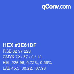 Color code: HEX #3E61DF | qconv.com