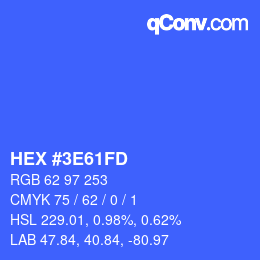 Color code: HEX #3E61FD | qconv.com