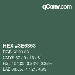 Color code: HEX #3E6353 | qconv.com