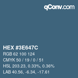 Color code: HEX #3E647C | qconv.com