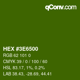 Color code: HEX #3E6500 | qconv.com