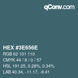 Color code: HEX #3E656E | qconv.com