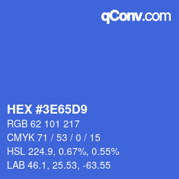 カラーコード: HEX #3E65D9 | qconv.com