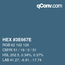 Color code: HEX #3E667E | qconv.com
