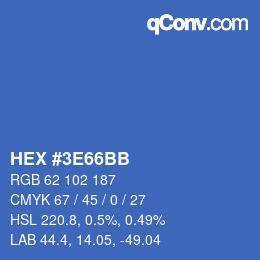 Color code: HEX #3E66BB | qconv.com