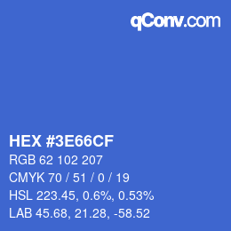 Color code: HEX #3E66CF | qconv.com