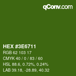Color code: HEX #3E6711 | qconv.com