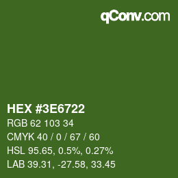 Color code: HEX #3E6722 | qconv.com