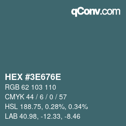 Color code: HEX #3E676E | qconv.com