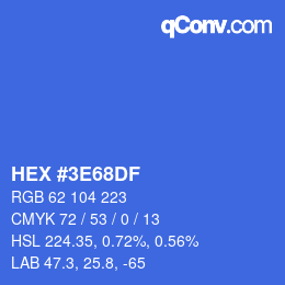 カラーコード: HEX #3E68DF | qconv.com