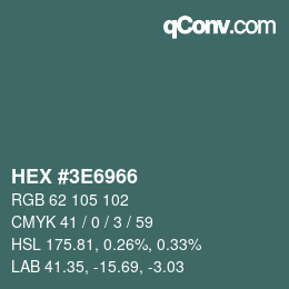 Color code: HEX #3E6966 | qconv.com