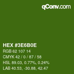 Farbcode: HEX #3E6B0E | qconv.com