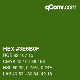 Color code: HEX #3E6B0F | qconv.com