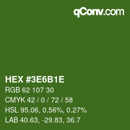 Color code: HEX #3E6B1E | qconv.com
