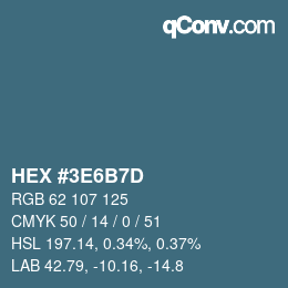 Color code: HEX #3E6B7D | qconv.com