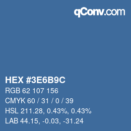Farbcode: HEX #3E6B9C | qconv.com