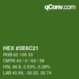 Color code: HEX #3E6C21 | qconv.com