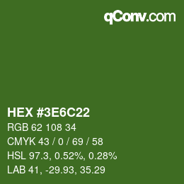 Color code: HEX #3E6C22 | qconv.com