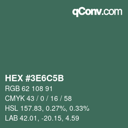 Color code: HEX #3E6C5B | qconv.com