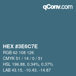 Code couleur: HEX #3E6C7E | qconv.com