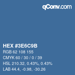カラーコード: HEX #3E6C9B | qconv.com