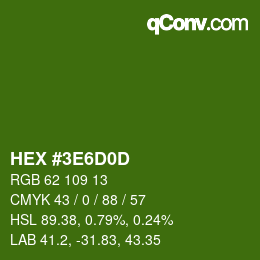 Color code: HEX #3E6D0D | qconv.com