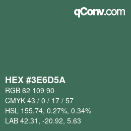 Color code: HEX #3E6D5A | qconv.com