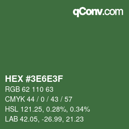 Color code: HEX #3E6E3F | qconv.com
