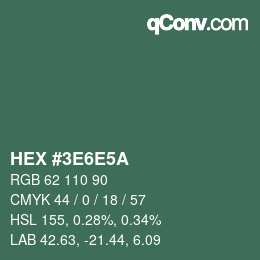 Color code: HEX #3E6E5A | qconv.com