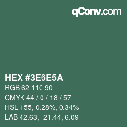 カラーコード: HEX #3E6E5A | qconv.com