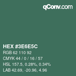 Color code: HEX #3E6E5C | qconv.com