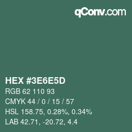 Color code: HEX #3E6E5D | qconv.com